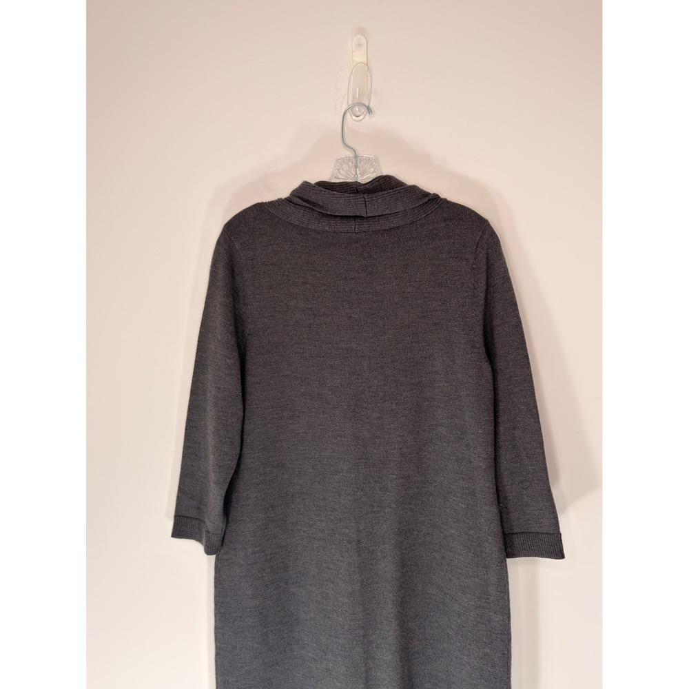 Talbots Pure Italian Merino Wool Blend Sweater Dress Gray Turtleneck Midi Medium - Picture 6 of 12